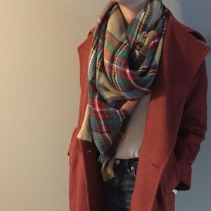 Plaid blanket scarf